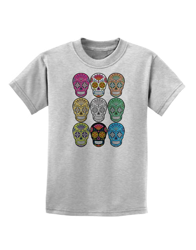 Dia de los Muertos Calaveras Sugar Skulls Childrens T-Shirt-Childrens T-Shirt-TooLoud-AshGray-X-Small-Davson Sales