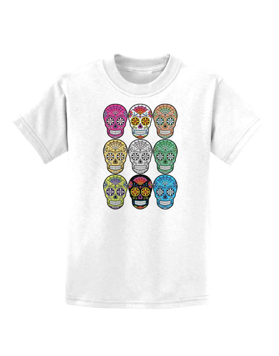 Dia de los Muertos Calaveras Sugar Skulls Childrens T-Shirt-Childrens T-Shirt-TooLoud-White-X-Small-Davson Sales