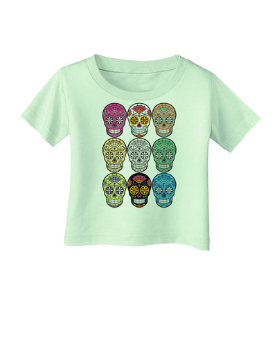 Dia de los Muertos Calaveras Sugar Skulls Infant T-Shirt-Infant T-Shirt-TooLoud-Light-Green-06-Months-Davson Sales