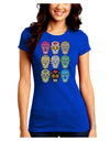 Dia de los Muertos Calaveras Sugar Skulls Juniors Crew Dark T-Shirt-T-Shirts Juniors Tops-TooLoud-Royal-Blue-Juniors Fitted Small-Davson Sales