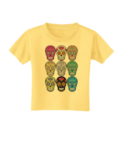 Dia de los Muertos Calaveras Sugar Skulls Toddler T-Shirt-Toddler T-Shirt-TooLoud-Daffodil-Yellow-2T-Davson Sales