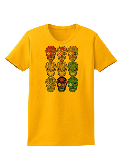 Dia de los Muertos Calaveras Sugar Skulls Womens T-Shirt-Womens T-Shirt-TooLoud-Gold-X-Small-Davson Sales