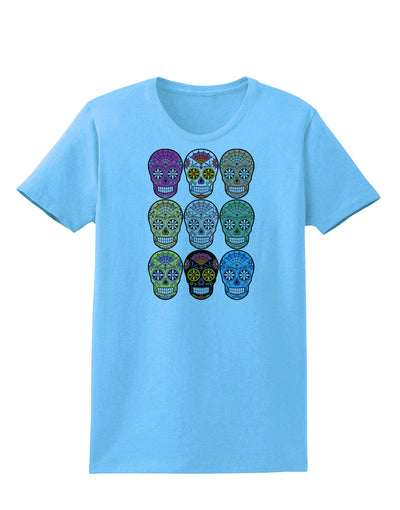 Dia de los Muertos Calaveras Sugar Skulls Womens T-Shirt-Womens T-Shirt-TooLoud-Aquatic-Blue-X-Small-Davson Sales