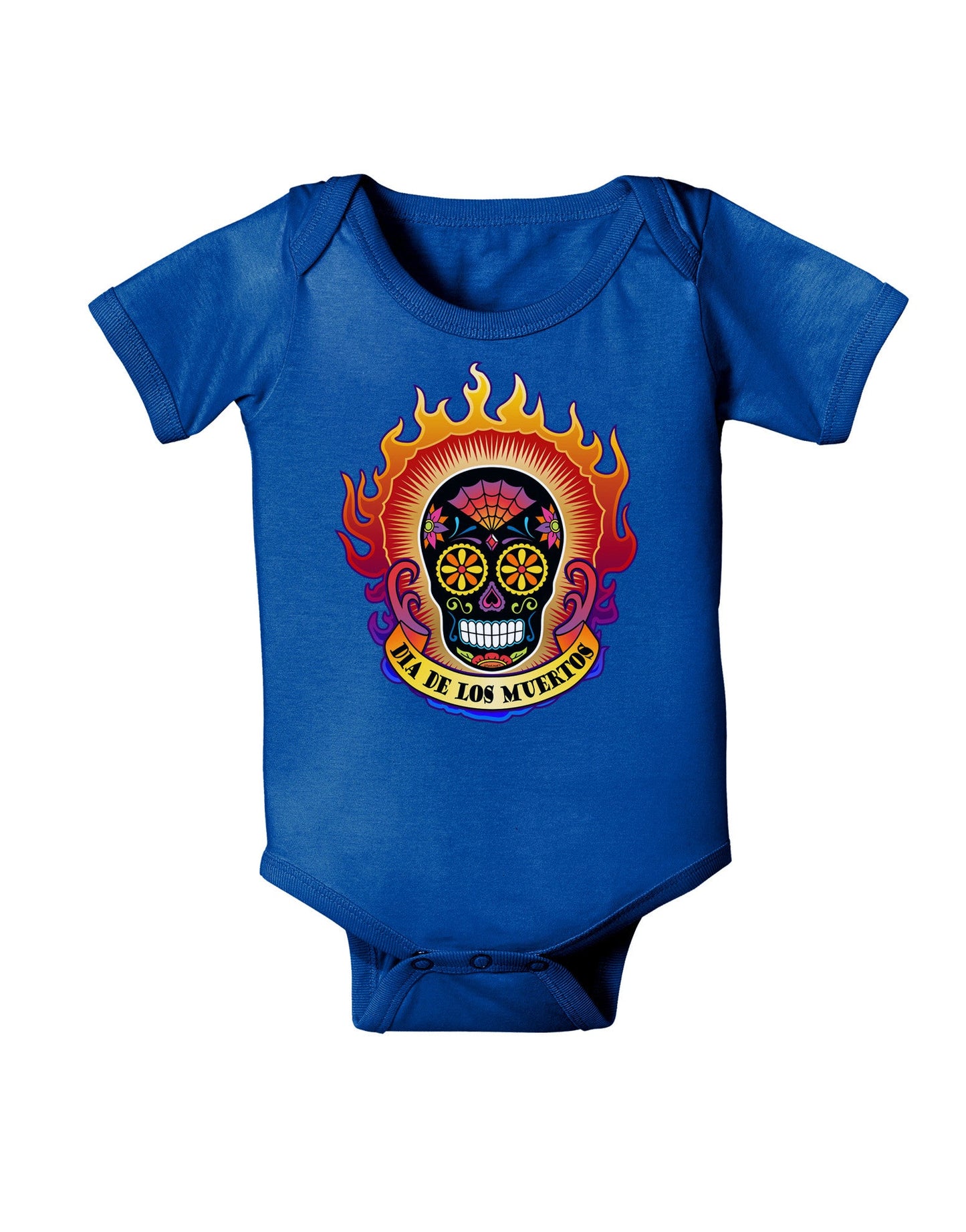 Dia de los Muertos Sacred Calavera Day of the Dead Baby Romper Bodysuit Dark-Baby Romper-TooLoud-Royal-Blue-06-Months-Davson Sales