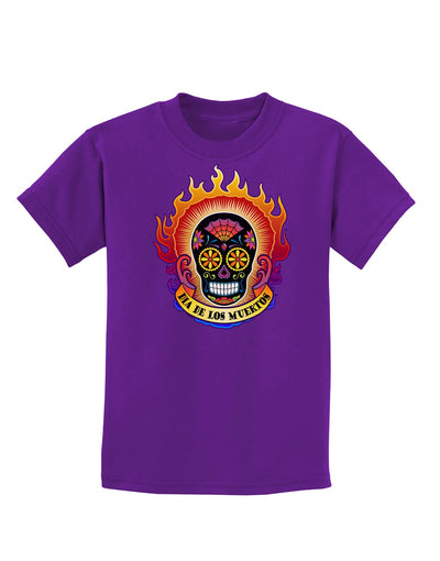 Dia de los Muertos Sacred Calavera Day of the Dead Childrens Dark T-Shirt-Childrens T-Shirt-TooLoud-Purple-X-Small-Davson Sales