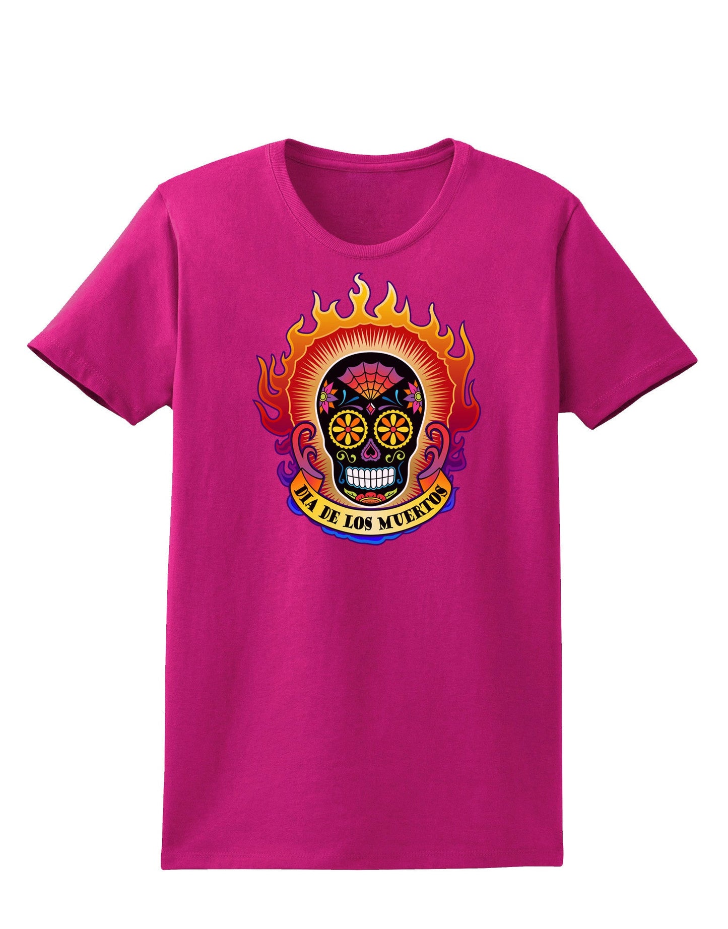 Dia de los Muertos Sacred Calavera Day of the Dead Womens Dark T-Shirt-TooLoud-Hot-Pink-Small-Davson Sales