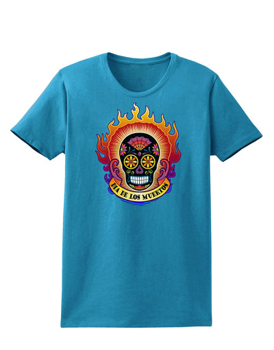 Dia de los Muertos Sacred Calavera Day of the Dead Womens Dark T-Shirt-TooLoud-Turquoise-X-Small-Davson Sales