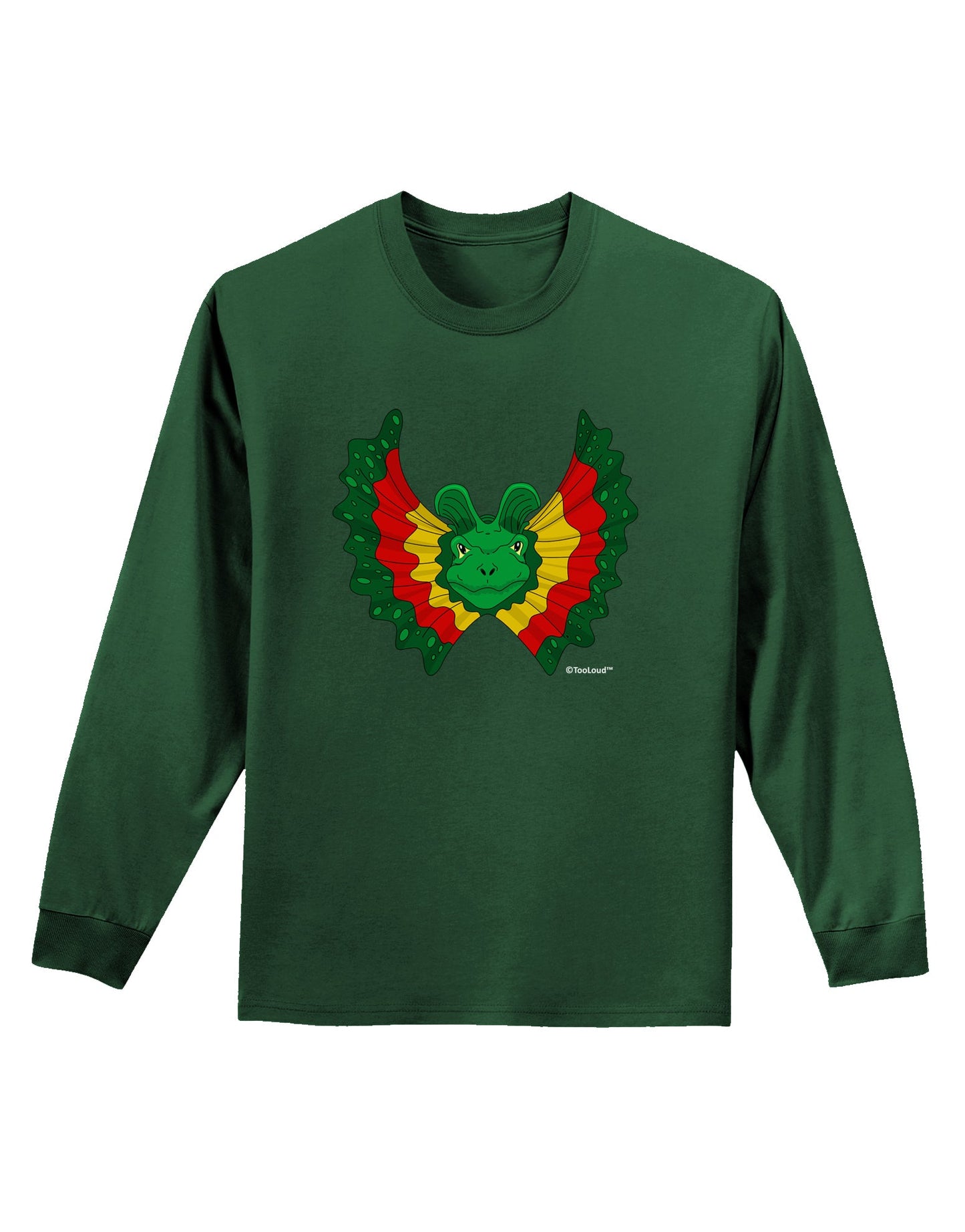 Dilophosaurus Design - Color Adult Long Sleeve Dark T-Shirt by TooLoud-TooLoud-Dark-Green-Small-Davson Sales