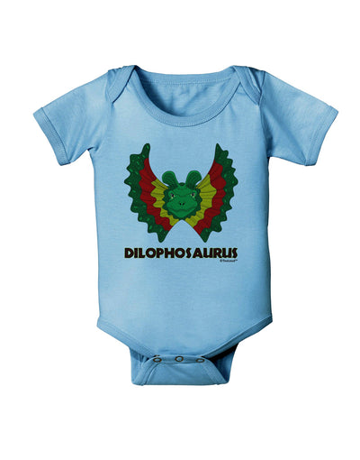 Dilophosaurus Design - Color - Text Baby Romper Bodysuit by TooLoud-Baby Romper-TooLoud-Light-Blue-06-Months-Davson Sales