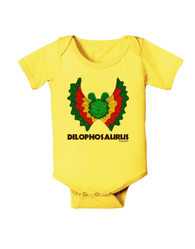 Dilophosaurus Design - Color - Text Baby Romper Bodysuit by TooLoud-Baby Romper-TooLoud-Yellow-06-Months-Davson Sales