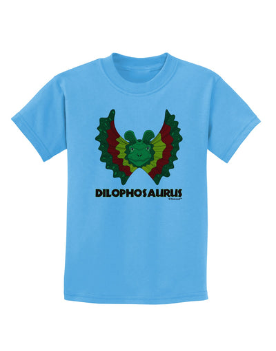 Dilophosaurus Design - Color - Text Childrens T-Shirt by TooLoud-Childrens T-Shirt-TooLoud-Aquatic-Blue-X-Small-Davson Sales