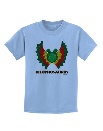 Dilophosaurus Design - Color - Text Childrens T-Shirt by TooLoud-Childrens T-Shirt-TooLoud-Light-Blue-X-Small-Davson Sales