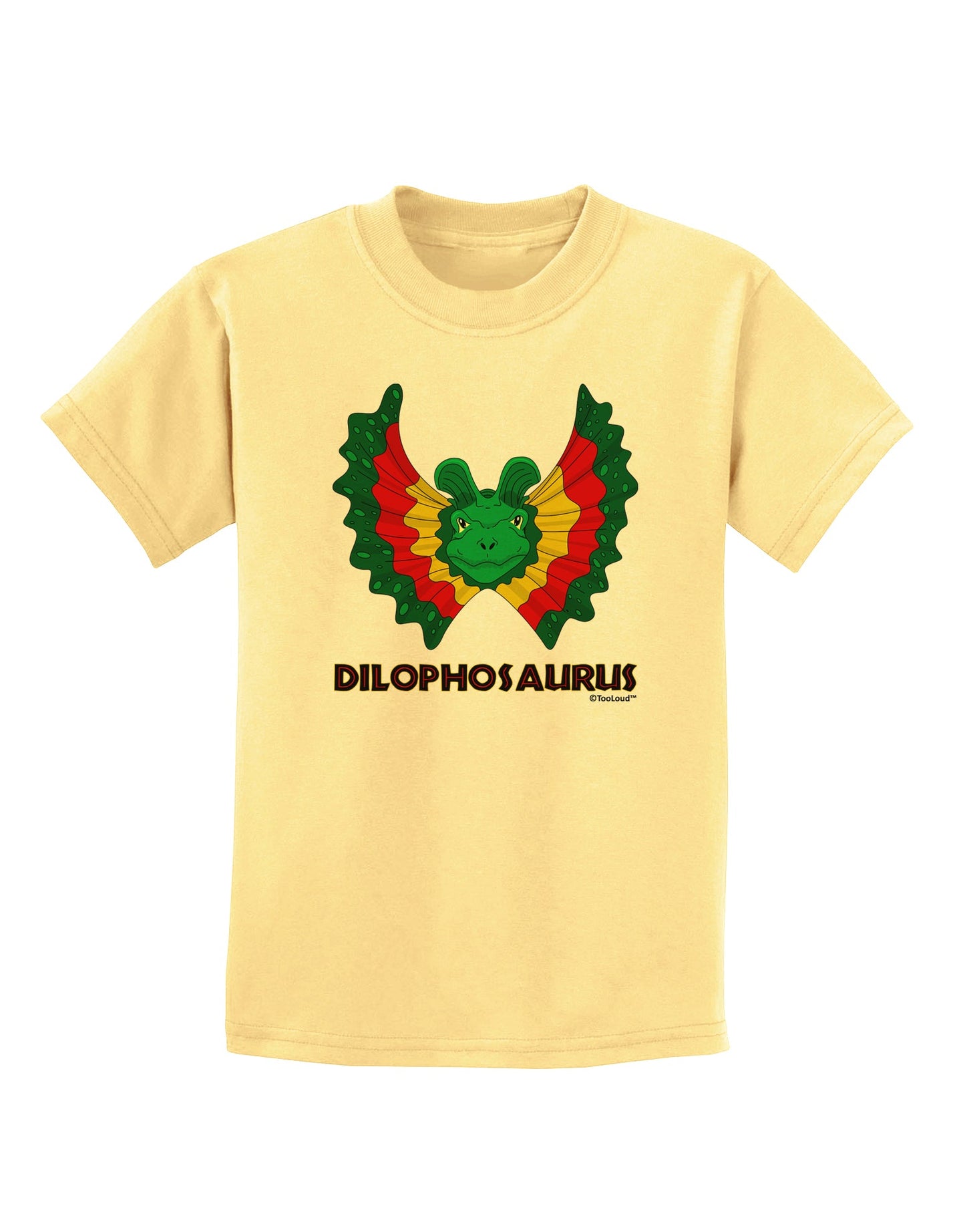 Dilophosaurus Design - Color - Text Childrens T-Shirt by TooLoud-Childrens T-Shirt-TooLoud-Daffodil-Yellow-X-Small-Davson Sales