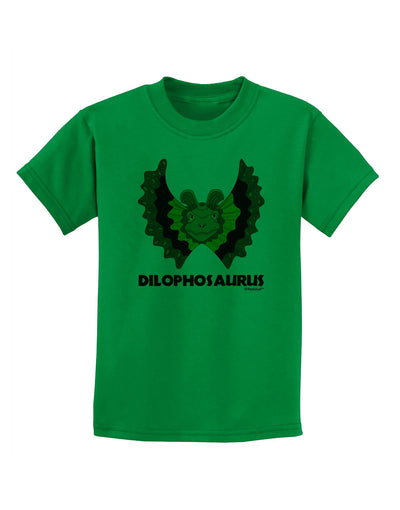 Dilophosaurus Design - Color - Text Childrens T-Shirt by TooLoud-Childrens T-Shirt-TooLoud-Kelly-Green-X-Small-Davson Sales