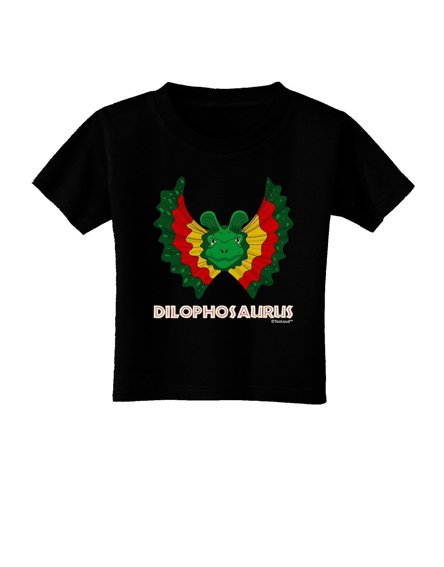 Dilophosaurus Design - Color - Text Toddler T-Shirt Dark by TooLoud-Toddler T-Shirt-TooLoud-Black-2T-Davson Sales