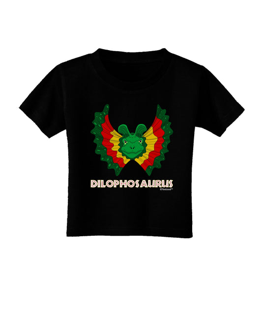 Dilophosaurus Design - Color - Text Toddler T-Shirt Dark by TooLoud-Toddler T-Shirt-TooLoud-Black-2T-Davson Sales