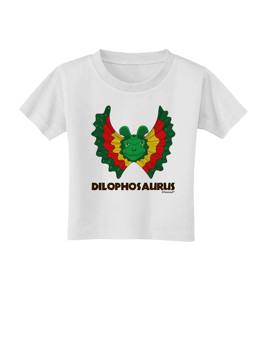Dilophosaurus Design - Color - Text Toddler T-Shirt by TooLoud-Toddler T-Shirt-TooLoud-White-2T-Davson Sales