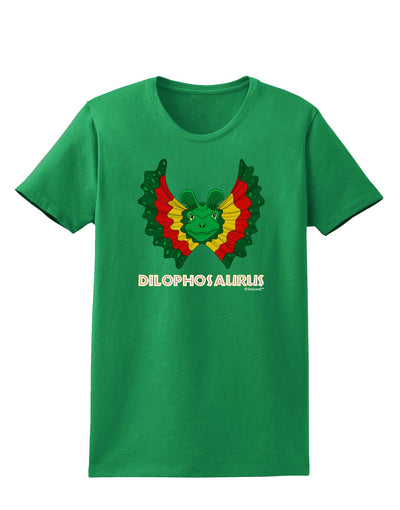 Dilophosaurus Design - Color - Text Womens Dark T-Shirt by TooLoud-Womens T-Shirt-TooLoud-Kelly-Green-X-Small-Davson Sales