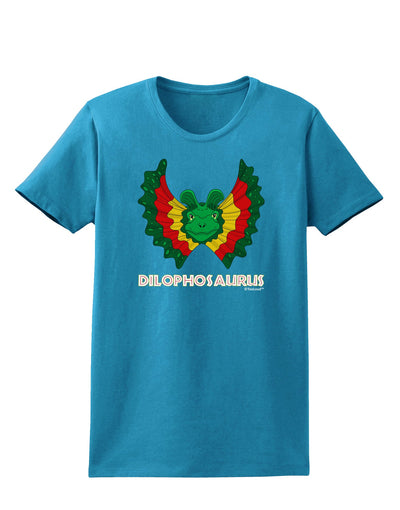 Dilophosaurus Design - Color - Text Womens Dark T-Shirt by TooLoud-Womens T-Shirt-TooLoud-Turquoise-X-Small-Davson Sales