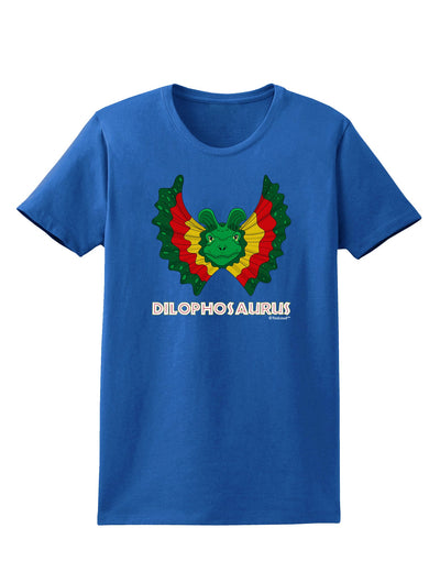 Dilophosaurus Design - Color - Text Womens Dark T-Shirt by TooLoud-Womens T-Shirt-TooLoud-Royal-Blue-X-Small-Davson Sales