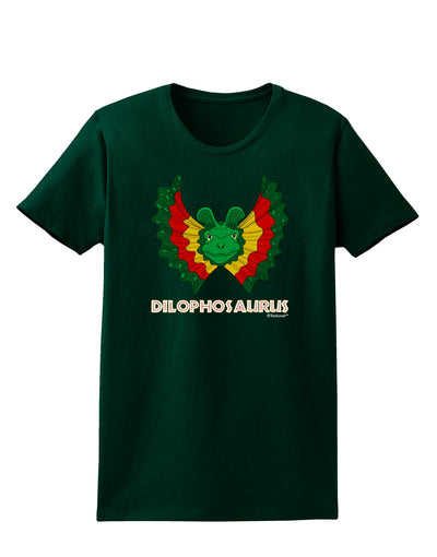 Dilophosaurus Design - Color - Text Womens Dark T-Shirt by TooLoud-Womens T-Shirt-TooLoud-Forest-Green-Small-Davson Sales