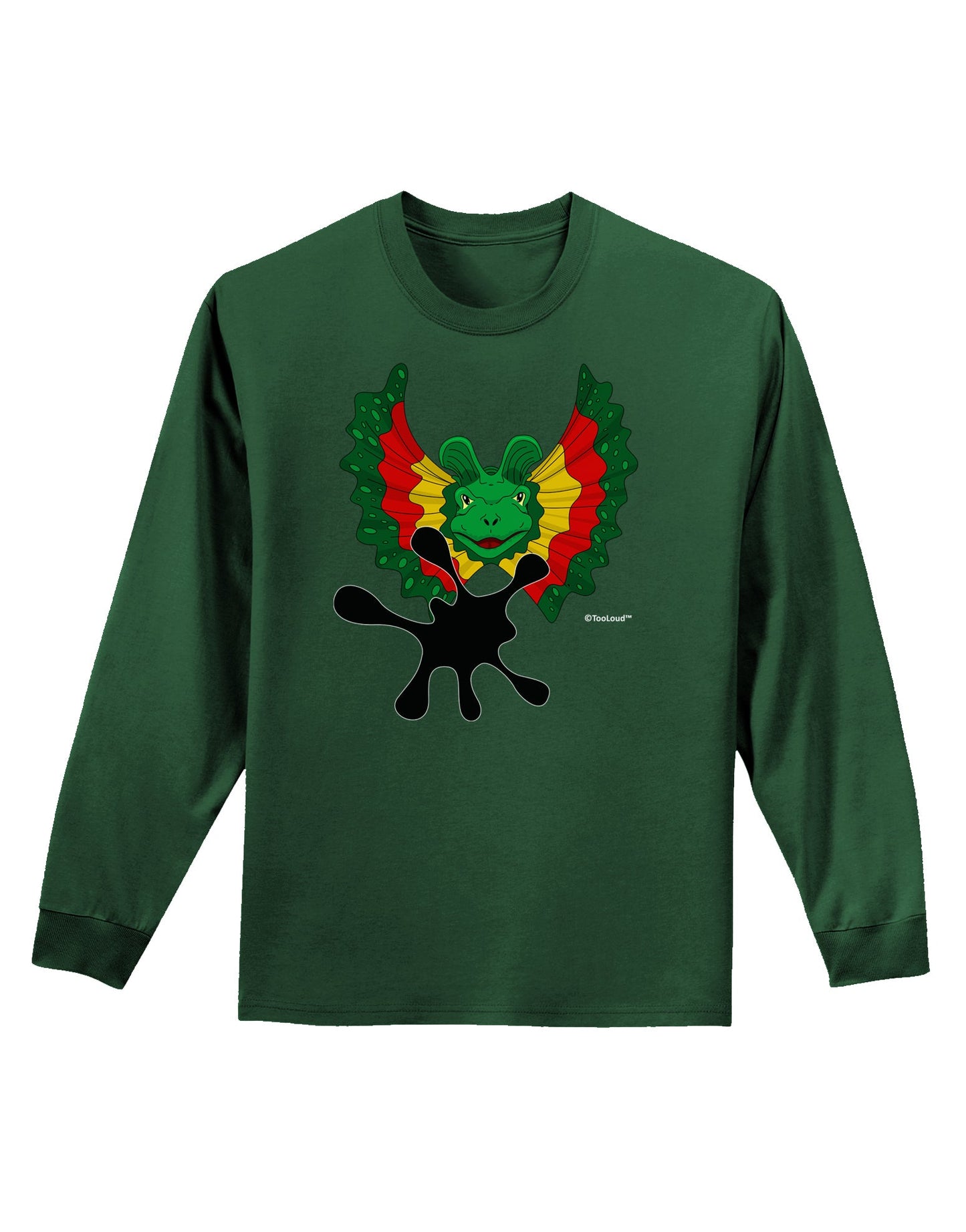 Dilophosaurus Design - Spit Adult Long Sleeve Dark T-Shirt by TooLoud-TooLoud-Dark-Green-Small-Davson Sales