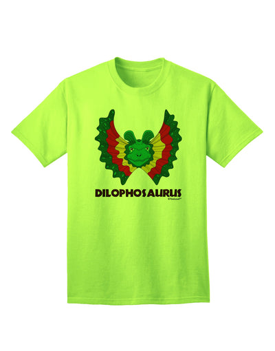 Dilophosaurus Themed Adult T-Shirt with Vibrant Color and Text Design by TooLoud-Mens T-shirts-TooLoud-Neon-Green-Small-Davson Sales