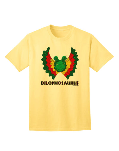 Dilophosaurus Themed Adult T-Shirt with Vibrant Color and Text Design by TooLoud-Mens T-shirts-TooLoud-Yellow-Small-Davson Sales