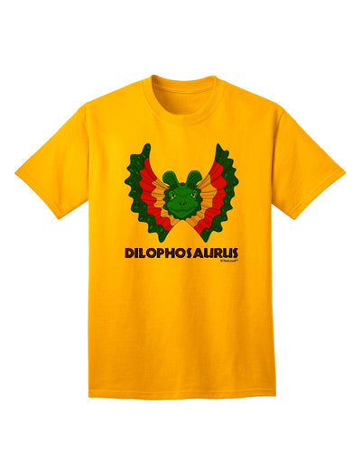 Dilophosaurus Themed Adult T-Shirt with Vibrant Color and Text Design by TooLoud-Mens T-shirts-TooLoud-Gold-Small-Davson Sales