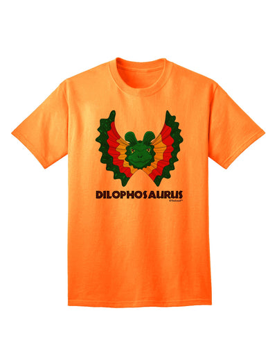 Dilophosaurus Themed Adult T-Shirt with Vibrant Color and Text Design by TooLoud-Mens T-shirts-TooLoud-Neon-Orange-Small-Davson Sales