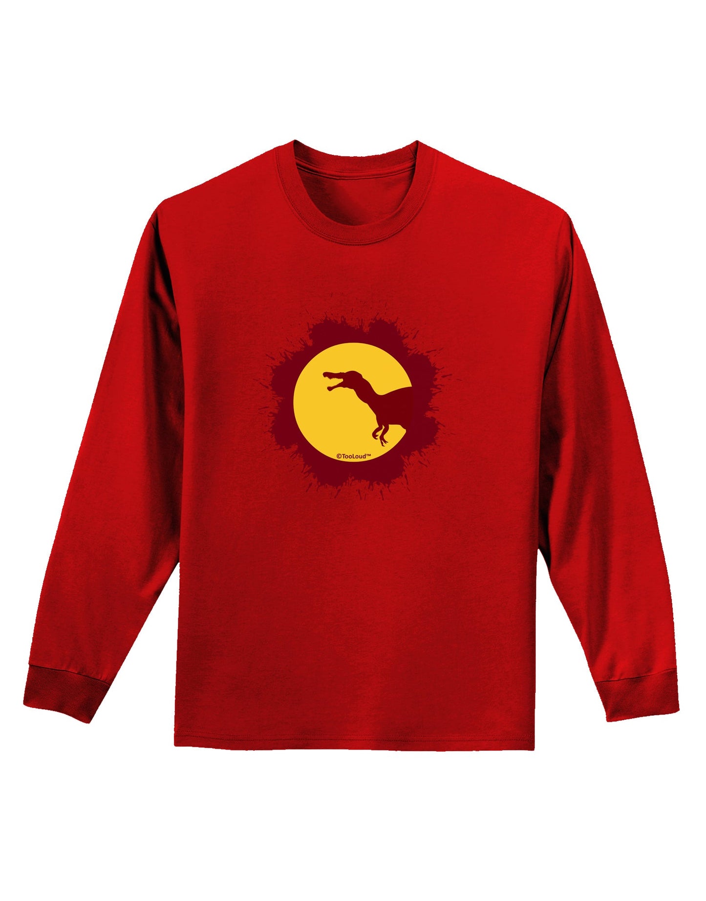 Dinosaur Silhouette Splatter Design Adult Long Sleeve Dark T-Shirt by TooLoud-TooLoud-Red-Small-Davson Sales