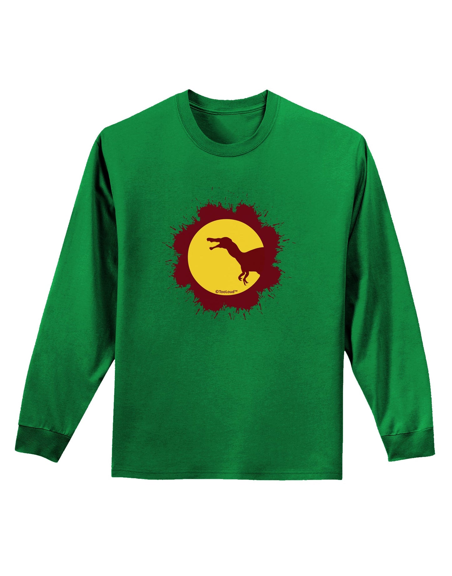 Dinosaur Silhouette Splatter Design Adult Long Sleeve Dark T-Shirt by TooLoud-TooLoud-Kelly-Green-Small-Davson Sales