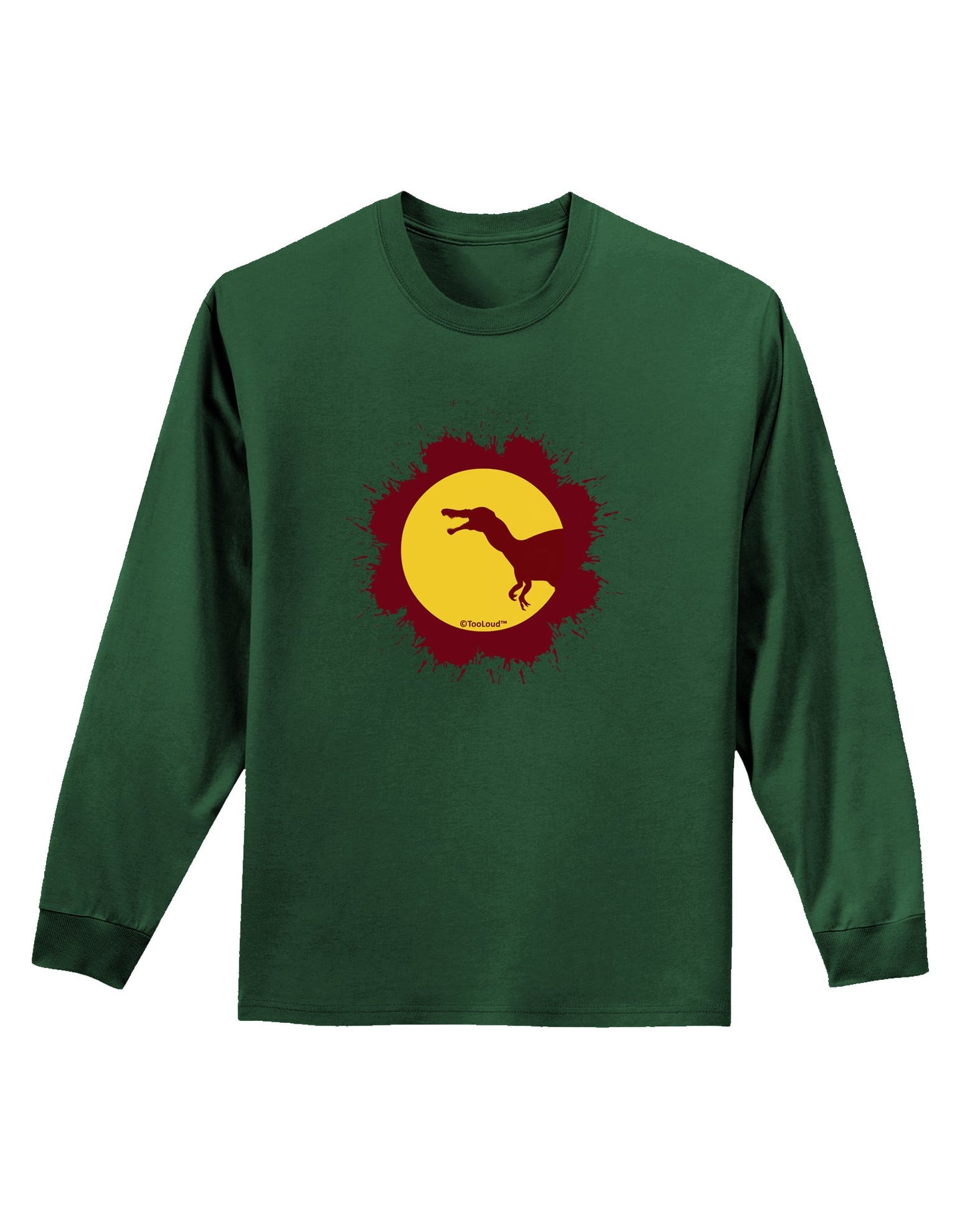 Dinosaur Silhouette Splatter Design Adult Long Sleeve Dark T-Shirt by TooLoud-TooLoud-Dark-Green-Small-Davson Sales