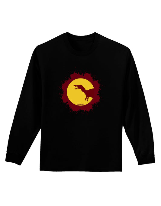 Dinosaur Silhouette Splatter Design Adult Long Sleeve Dark T-Shirt by TooLoud-TooLoud-Black-Small-Davson Sales