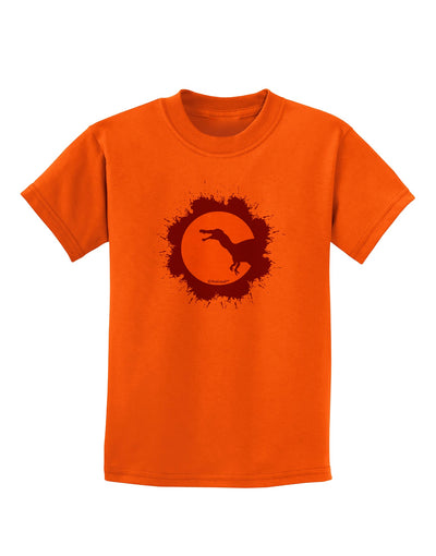 Dinosaur Silhouette Splatter Design Childrens T-Shirt by TooLoud-Childrens T-Shirt-TooLoud-Orange-X-Small-Davson Sales