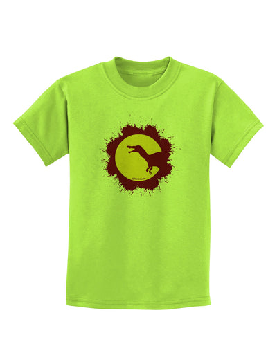 Dinosaur Silhouette Splatter Design Childrens T-Shirt by TooLoud-Childrens T-Shirt-TooLoud-Lime-Green-X-Small-Davson Sales