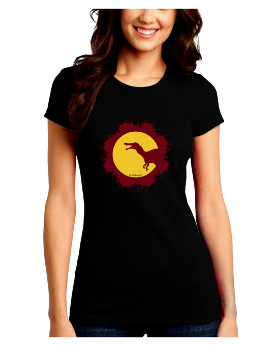 Dinosaur Silhouette Splatter Design Juniors Crew Dark T-Shirt by TooLoud-T-Shirts Juniors Tops-TooLoud-Black-Juniors Fitted Small-Davson Sales