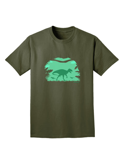 Dinosaur Silhouettes - Jungle Adult Dark T-Shirt by TooLoud-Mens T-Shirt-TooLoud-Military-Green-Small-Davson Sales