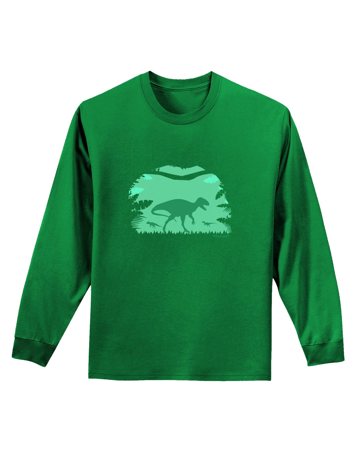 Dinosaur Silhouettes - Jungle Adult Long Sleeve Dark T-Shirt by TooLoud-TooLoud-Kelly-Green-Small-Davson Sales