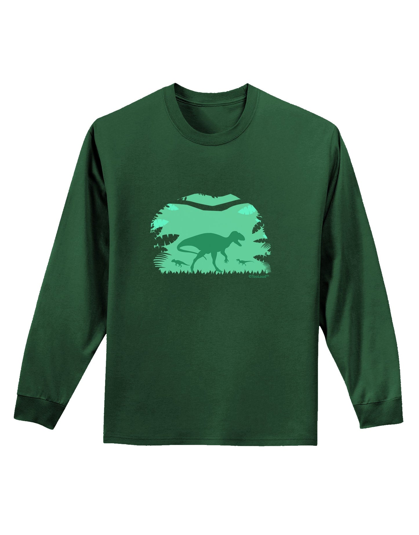 Dinosaur Silhouettes - Jungle Adult Long Sleeve Dark T-Shirt by TooLoud-TooLoud-Dark-Green-Small-Davson Sales