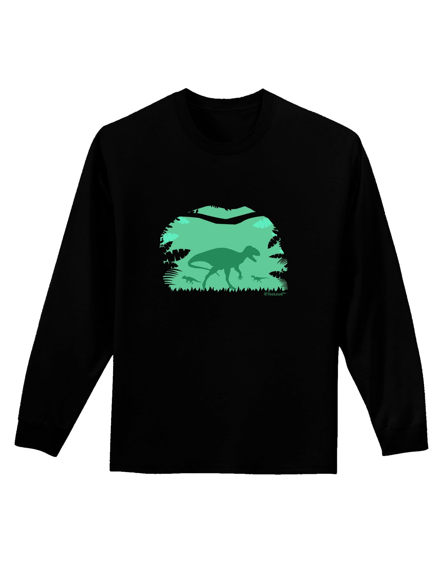 Dinosaur Silhouettes - Jungle Adult Long Sleeve Dark T-Shirt by TooLoud-TooLoud-Black-Small-Davson Sales