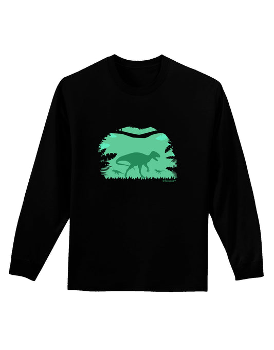 Dinosaur Silhouettes - Jungle Adult Long Sleeve Dark T-Shirt by TooLoud-TooLoud-Black-Small-Davson Sales
