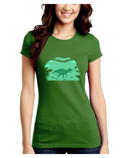 Dinosaur Silhouettes - Jungle Juniors Crew Dark T-Shirt by TooLoud-T-Shirts Juniors Tops-TooLoud-Kiwi-Green-Juniors Fitted X-Small-Davson Sales