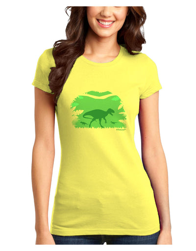 Dinosaur Silhouettes - Jungle Juniors T-Shirt by TooLoud-Womens Juniors T-Shirt-TooLoud-Yellow-Juniors Fitted X-Small-Davson Sales