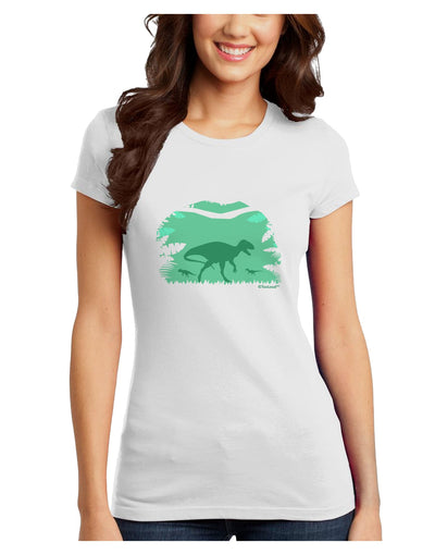 Dinosaur Silhouettes - Jungle Juniors T-Shirt by TooLoud-Womens Juniors T-Shirt-TooLoud-White-Juniors Fitted X-Small-Davson Sales