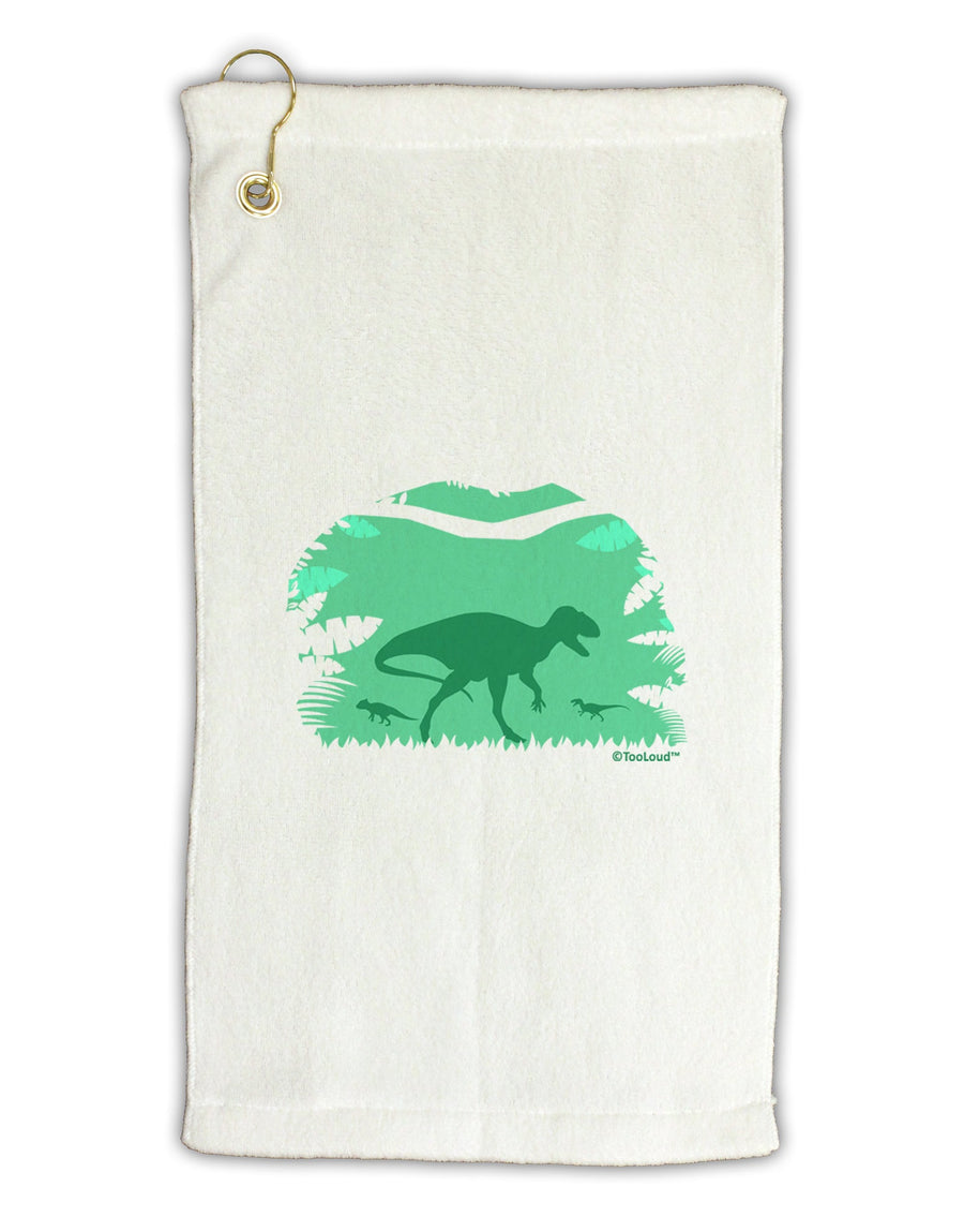 Dinosaur Silhouettes - Jungle Micro Terry Gromet Golf Towel 16 x 25 inch by TooLoud-Golf Towel-TooLoud-White-Davson Sales