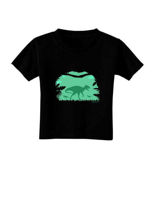 Dinosaur Silhouettes - Jungle Toddler T-Shirt Dark by TooLoud-Toddler T-Shirt-TooLoud-Black-2T-Davson Sales