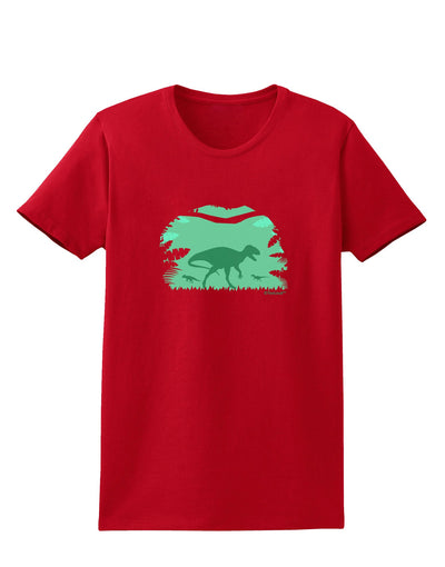 Dinosaur Silhouettes - Jungle Womens Dark T-Shirt by TooLoud-Womens T-Shirt-TooLoud-Red-X-Small-Davson Sales