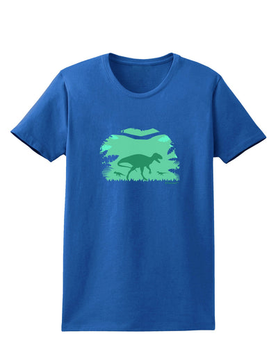 Dinosaur Silhouettes - Jungle Womens Dark T-Shirt by TooLoud-Womens T-Shirt-TooLoud-Royal-Blue-X-Small-Davson Sales