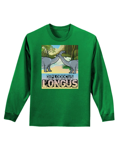 Diplodocus Longus - With Name Adult Long Sleeve Dark T-Shirt-TooLoud-Kelly-Green-Small-Davson Sales